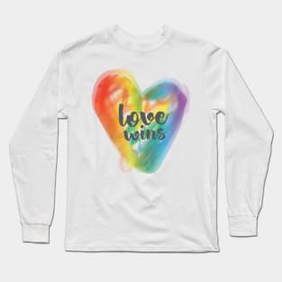 Rainbow Flag Love Wins Heart LGBT Quote Long Sleeve T-Shirt